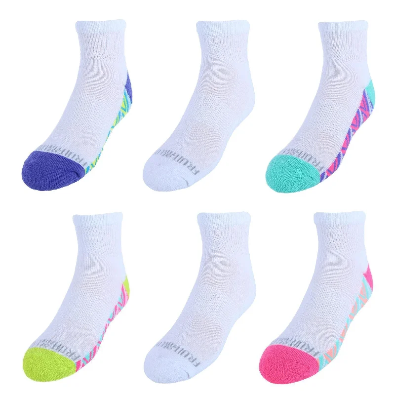 Fruit of the Loom Girl's Active Cushioned Ankle Socks (Pack of 6)