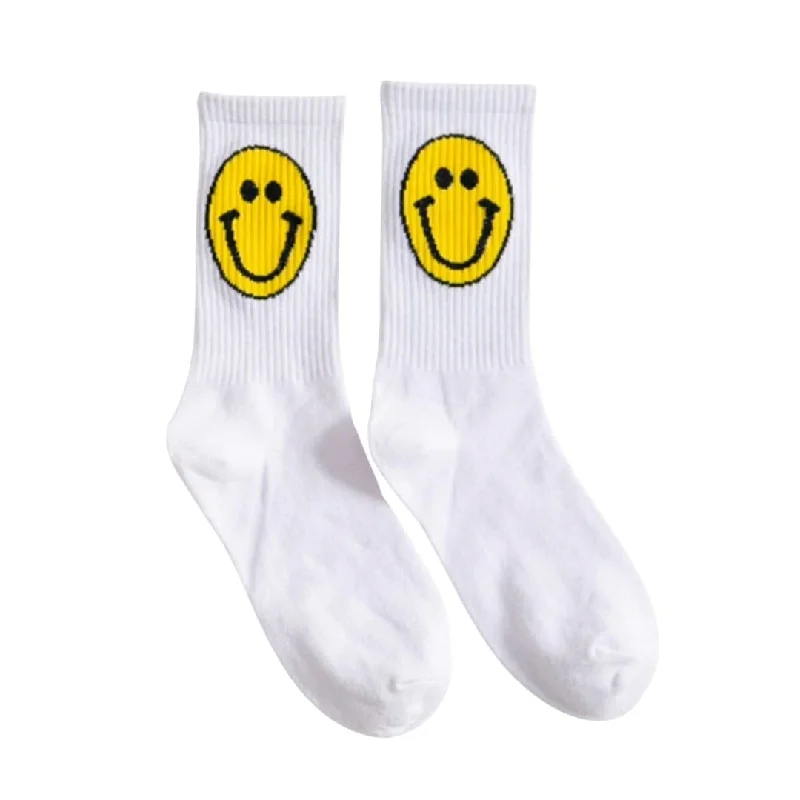 The Bullish Store Women's Retro 1980s Happy Face Cotton Crew Socks