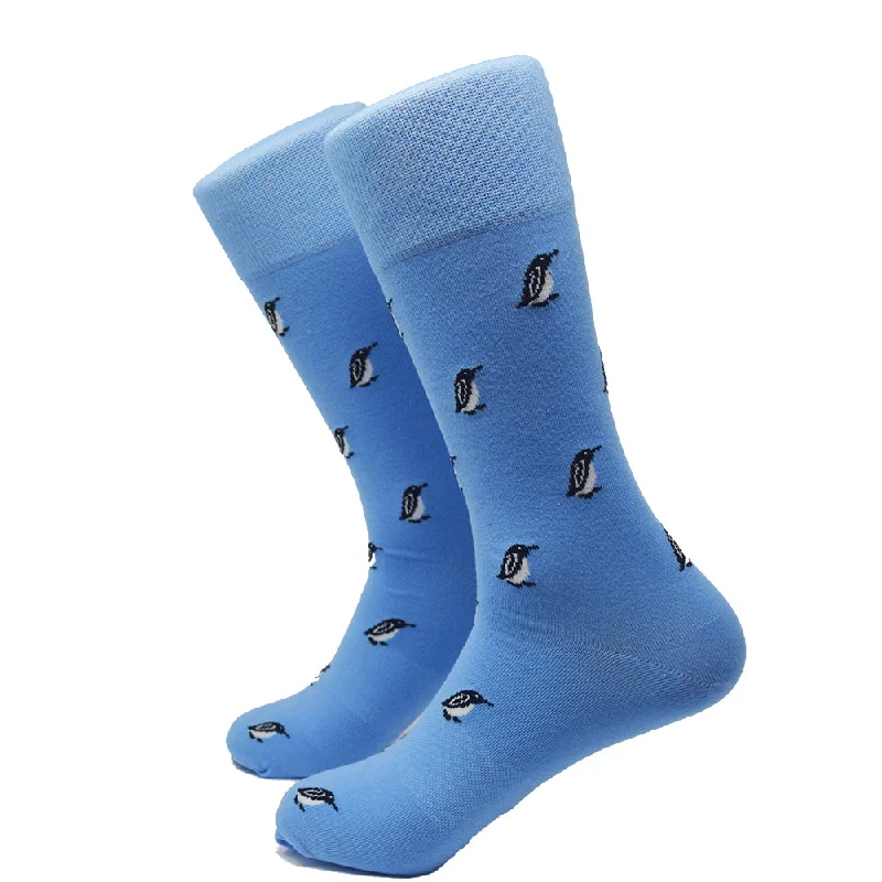 Penguin Socks - Blue - Men's Mid Calf