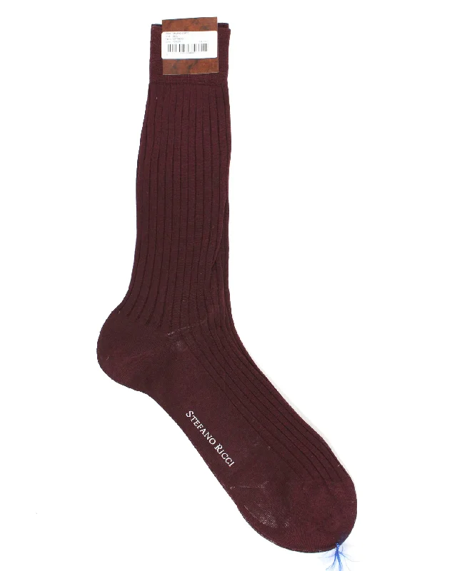 Stefano Ricci Socks Bordeaux Ribbed Solid - US 11.5/ EUR 45 SALE