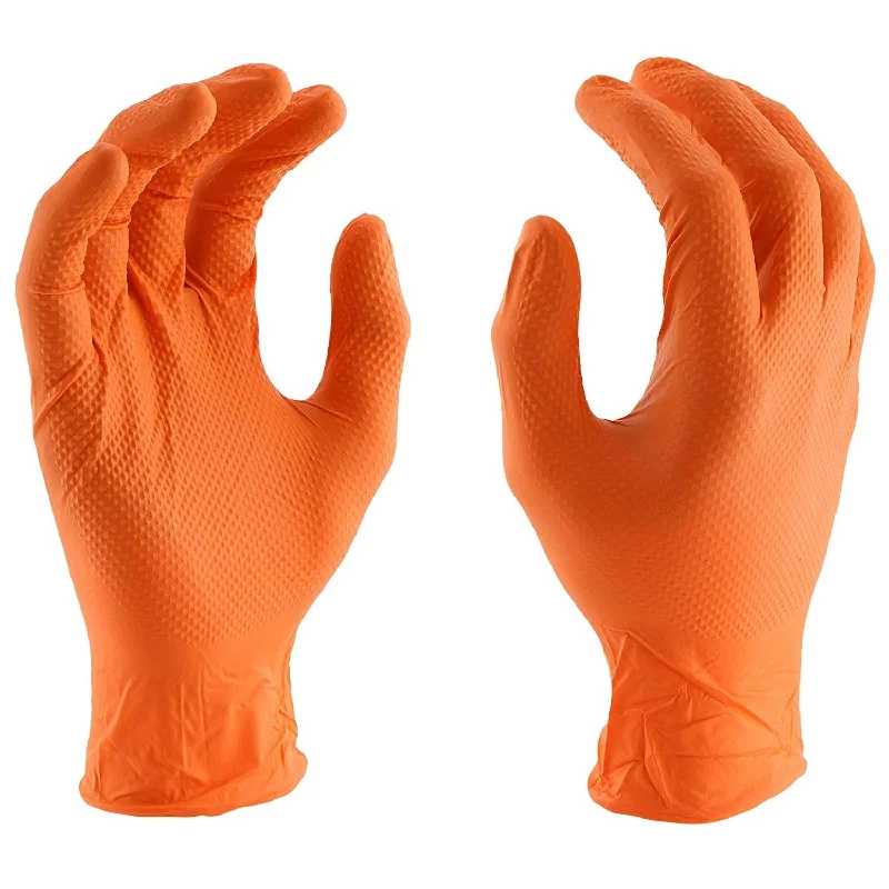 PosiShield Disposable Nitrile Gloves, Powder Free with Textured Grip, 7 MIL, Hi-Vis Orange