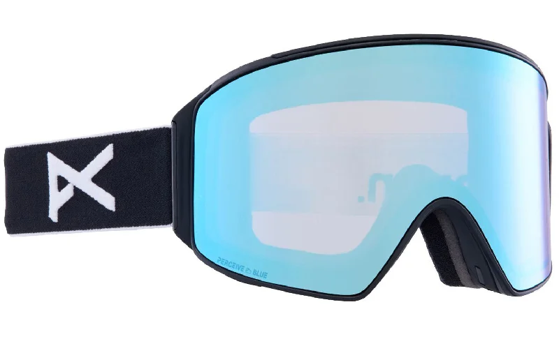 Anon M4 Cylindrical Goggles & MFI Face Mask & Spare Lens Black / Perceive Variable Blue Lens