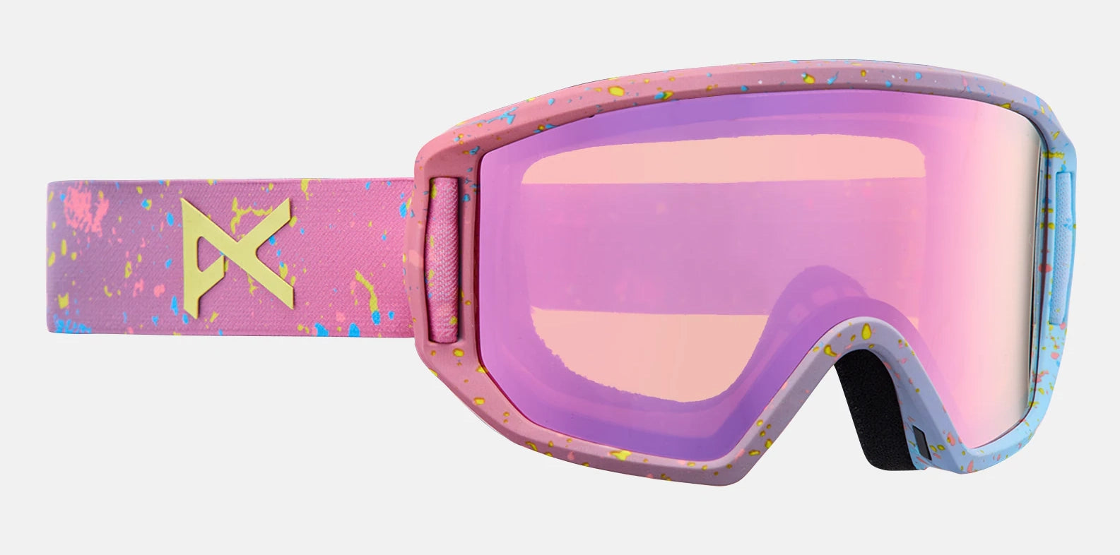 Anon Relapse Junior Goggles & MFI Face Mask Low Bridge Fit Splattered Pink / Amber lens