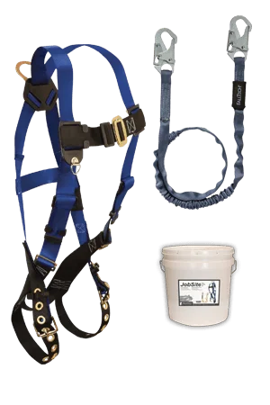 FallTech 9505Z Jobsite Fall Protection Starter Kit, Harness, Lanyard, Bucket