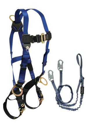 FallTech Back and Side D-rings, Tongue Buckles, 5pt, 6' Looped Y-Leg Internal, Snap Hooks