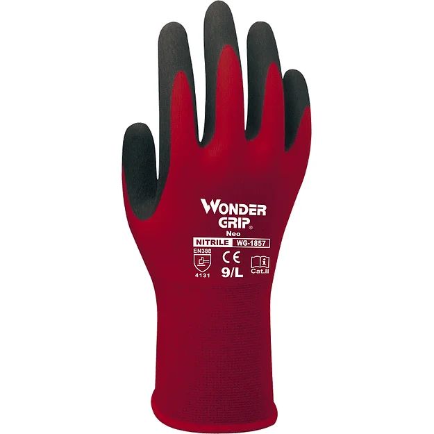 Wonder Grip Neo WG-1857 Nitrile Coated Nylon Microfiber Light Duty Work Gloves, Dozen (12 pairs)