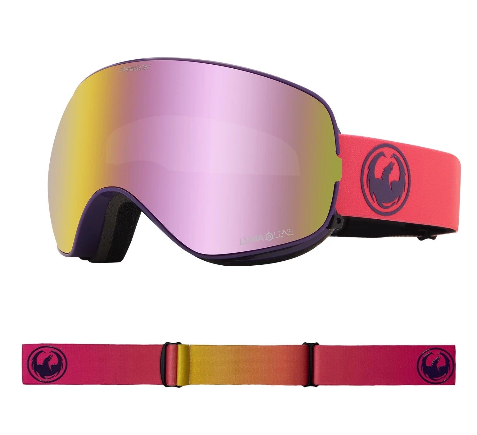 Dragon X2S Snow Goggles 2022 Fade Pink / Lumalens Pink Ion + Spare Lens