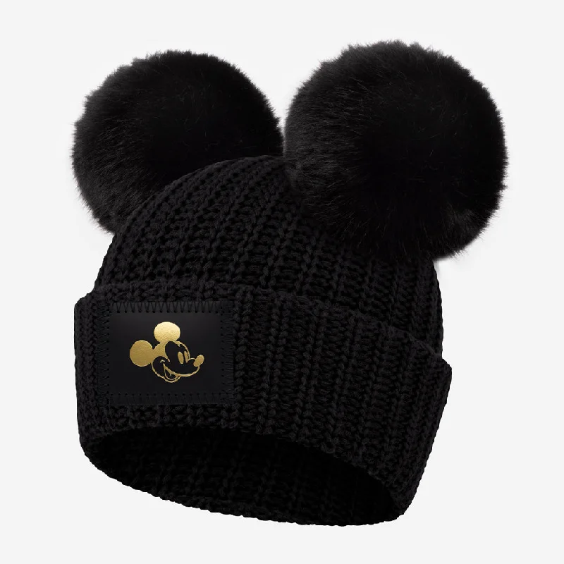 Mickey Mouse Black Kids Double Pom Beanie