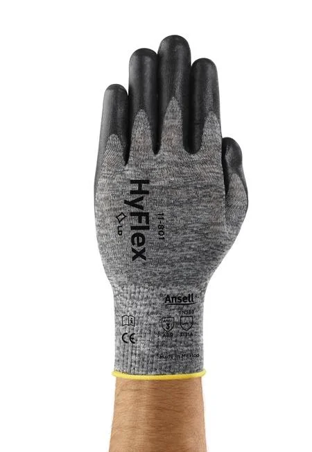 Ansell HyFlex 11-801, 12 Pair, Breathable Nitrile Coated Safety Gloves