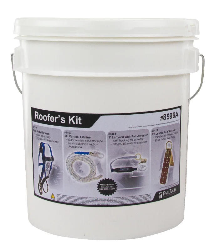 FallTech 8596A Premium Roofer’s Kit with Anti-panic Fall Arrester