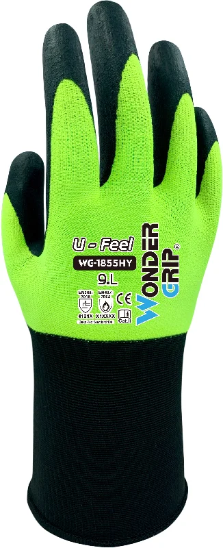 Wonder Grip WG-1855 U-Feel Hi Vis Touchscreen Gloves, Dozen (12 pairs)