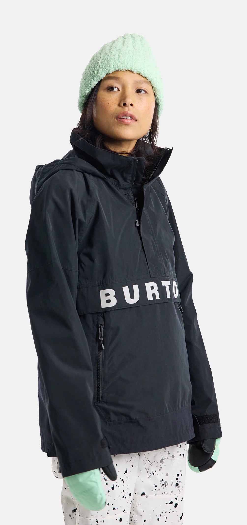 Burton Frostner Anorak Jacket Womens Black / Stout White