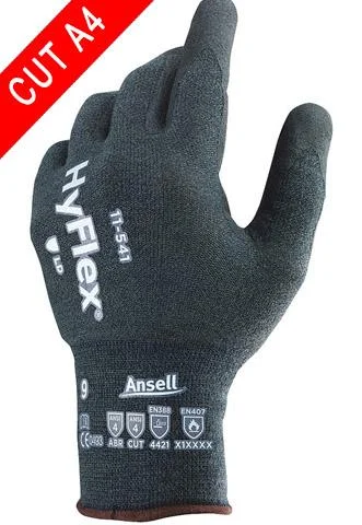 Ansell HyFlex 11-541, 12 Pair, Level 4 Cut Resistant, Nitrile Coated Gloves