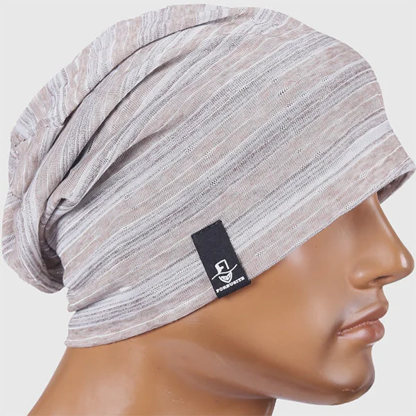 Mens Lightweight Slouch Beanie Hat Striped B082