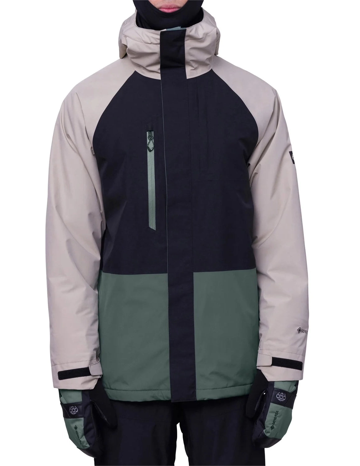 686 GORE-TEX Core Insulated Jacket Mens Putty Black / Cypress Green