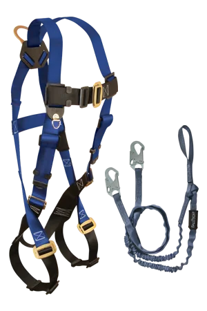 FallTech Back D-ring , Mating Buckles, 5pt, 6' Looped Y-Leg Internal, Snap Hooks