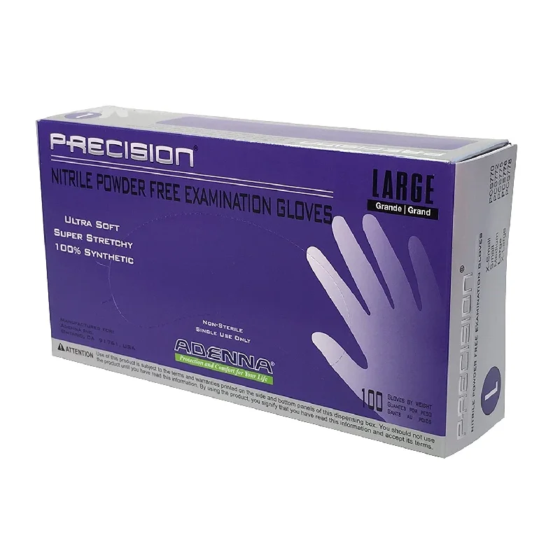 Adenna PRECISION Nitrile Powder Free Exam Gloves, 4 MIL, Blue-Violet (100 Gloves per Box)