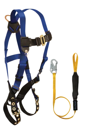 Back D-ring , Tongue Buckles, 5pt, 6' Looped SoftPack Lanyard with Snap Hook