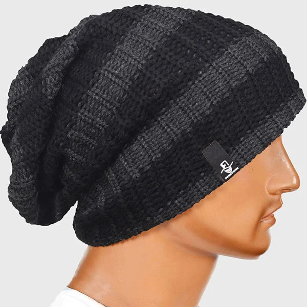 Mens Stripe Oversized Beanie for Summer Winter B09