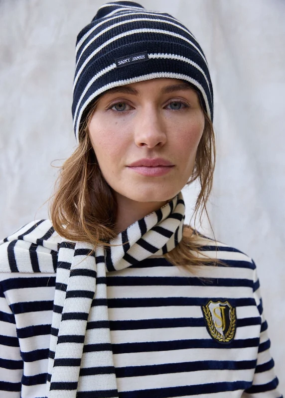 CARTIER - Nautical Striped Wool Blend Beanie (NAVY / IVORY)