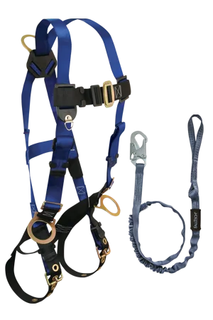 FallTech Back and Side D-rings, Tongue Buckles, 5pt, 6' Looped Internal with Snap Hook