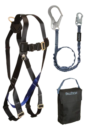 FallTech 3pt, Back D-ring, Mating Buckles, 6' Internal, Rebar and Gear Bag