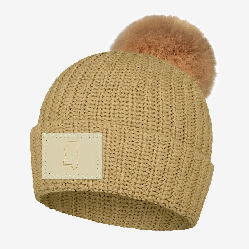 Mississippi Hemp Gold Foil Pom Beanie